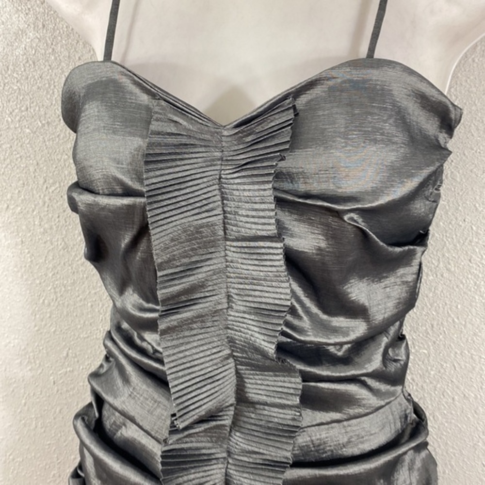 NWT Calvin Klein gunmetal silver gray ruching bodycon dress 4 N21 - Picture 9 of 11